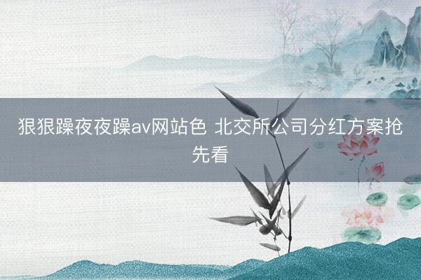 狠狠躁夜夜躁av网站色 北交所公司分红方案抢先看