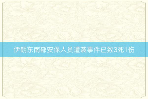 伊朗东南部安保人员遭袭事件已致3死1伤