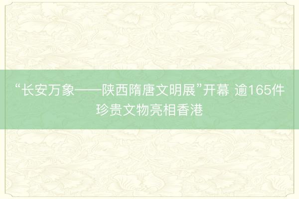 “长安万象——陕西隋唐文明展”开幕 逾165件珍贵文物亮相香港