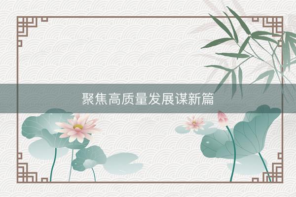 聚焦高质量发展谋新篇