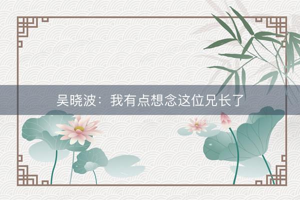 吴晓波：我有点想念这位兄长了