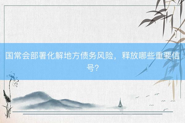 国常会部署化解地方债务风险，释放哪些重要信号？