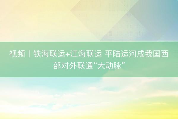 视频丨铁海联运+江海联运 平陆运河成我国西部对外联通“大动脉”