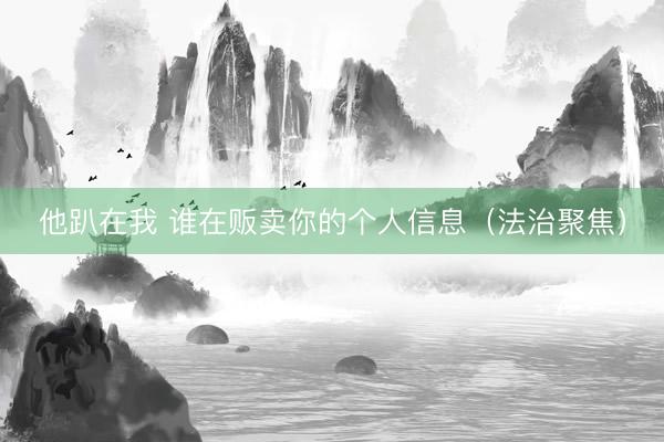 他趴在我 谁在贩卖你的个人信息(法治聚焦)