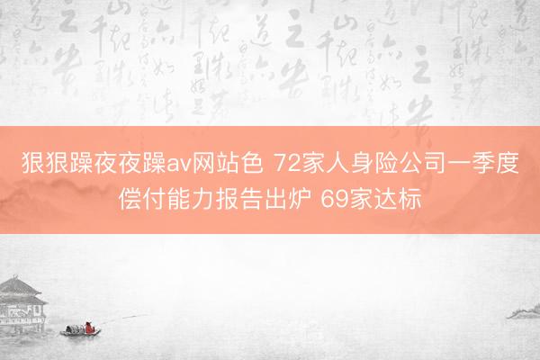 狠狠躁夜夜躁av网站色 72家人身险公司一季度偿付能力报告出炉 69家达标