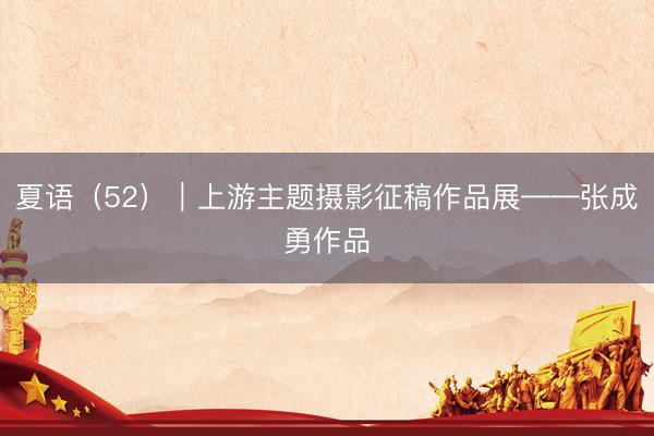 夏语（52）｜上游主题摄影征稿作品展——张成勇作品