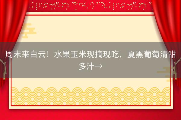 周末来白云!水果玉米现摘现吃,夏黑葡萄清甜多汁→
