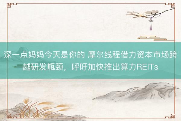 深一点妈妈今天是你的 摩尔线程借力资本市场跨越研发瓶颈，呼吁加快推出算力REITs