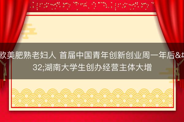 欧美肥熟老妇人 首届中国青年创新创业周一年后 湖南大学生创办经营主体大增