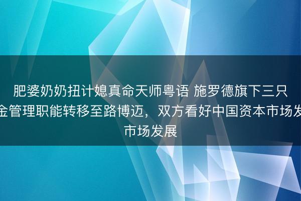 肥婆奶奶扭计媳真命天师粤语 施罗德旗下三只基金管理职能转移至路博迈，双方看好中国资本市场发展