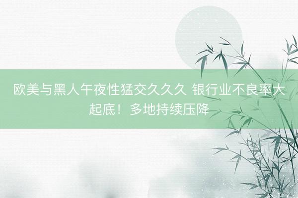 欧美与黑人午夜性猛交久久久 银行业不良率大起底！多地持续压降