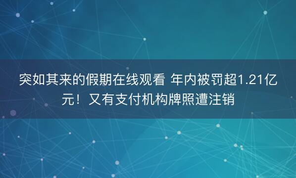 突如其来的假期在线观看 年内被罚超1.21亿元！又有支付机构牌照遭注销