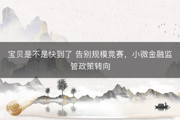 宝贝是不是快到了 告别规模竞赛，小微金融监管政策转向