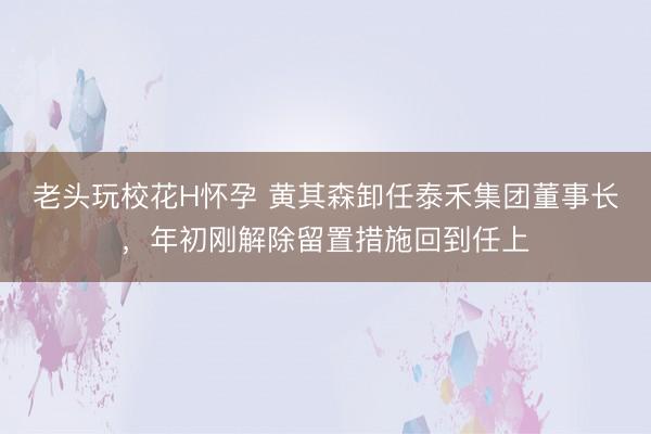 老头玩校花H怀孕 黄其森卸任泰禾集团董事长，年初刚解除留置措施回到任上