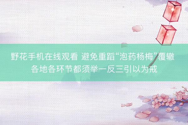野花手机在线观看 避免重蹈“泡药杨梅”覆辙 各地各环节都须举一反三引以为戒