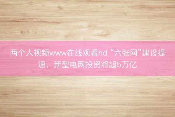 两个人视频www在线观看hd “六张网”建设提速,新型电网投资将超5万亿