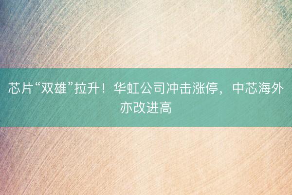 芯片“双雄”拉升！华虹公司冲击涨停，中芯海外亦改进高