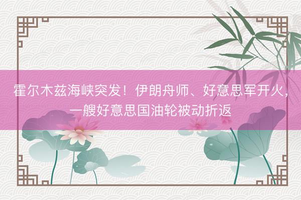 霍尔木兹海峡突发！伊朗舟师、好意思军开火，一艘好意思国油轮被动折返