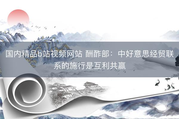 国内精品b站视频网站 酬酢部：中好意思经贸联系的施行是互利共赢