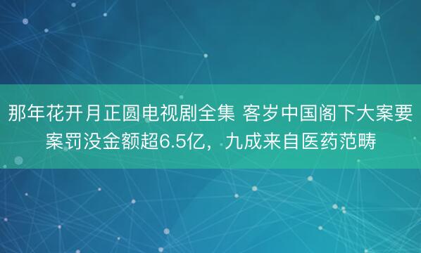 那年花开月正圆电视剧全集 客岁中国阁下大案要案罚没金额超6.5亿,九成来自医药范畴