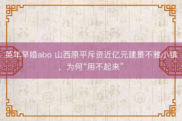 英年早婚abo 山西原平斥资近亿元建景不雅小镇，为何“用不起来”