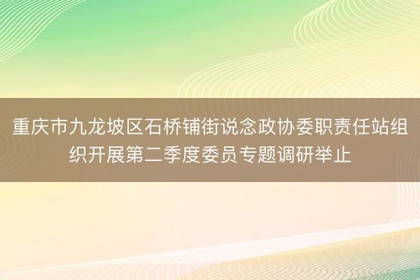 重庆市九龙坡区石桥铺街说念政协委职责任站组织开展第二季度委员专题调研举止